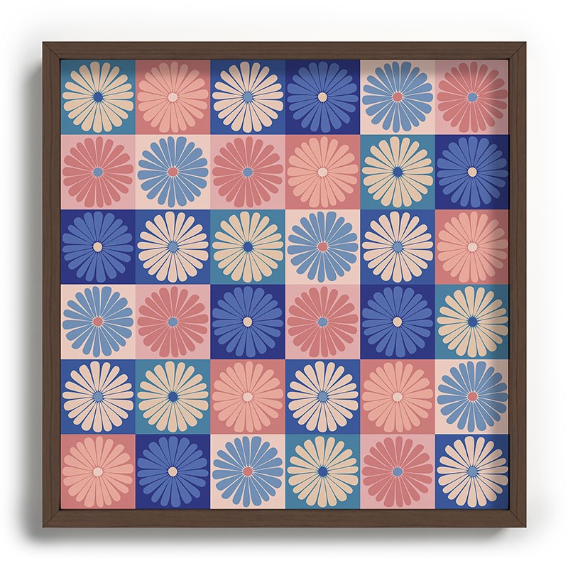 Colour Poems Checker Daisies II Blue Pink Recessed Framing Square