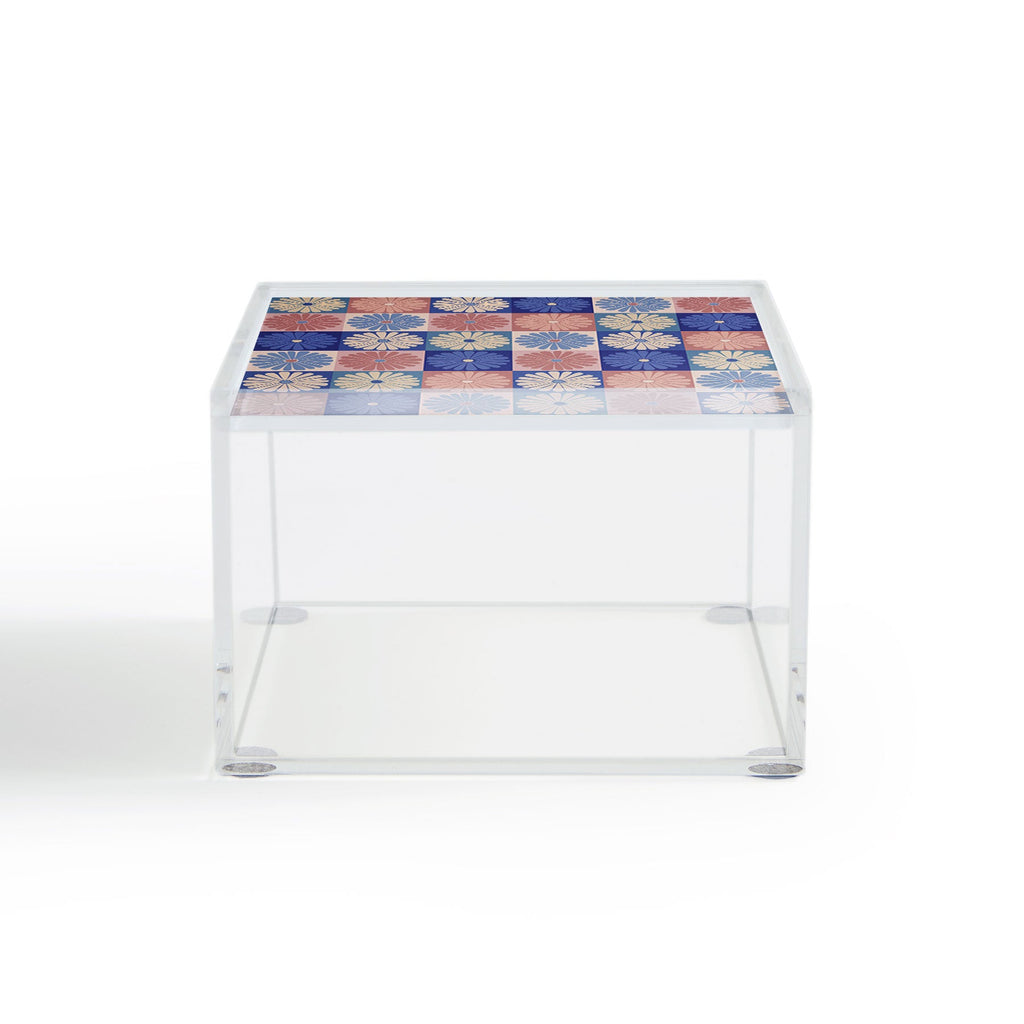 Colour Poems Checker Daisies II Blue Pink Acrylic Box