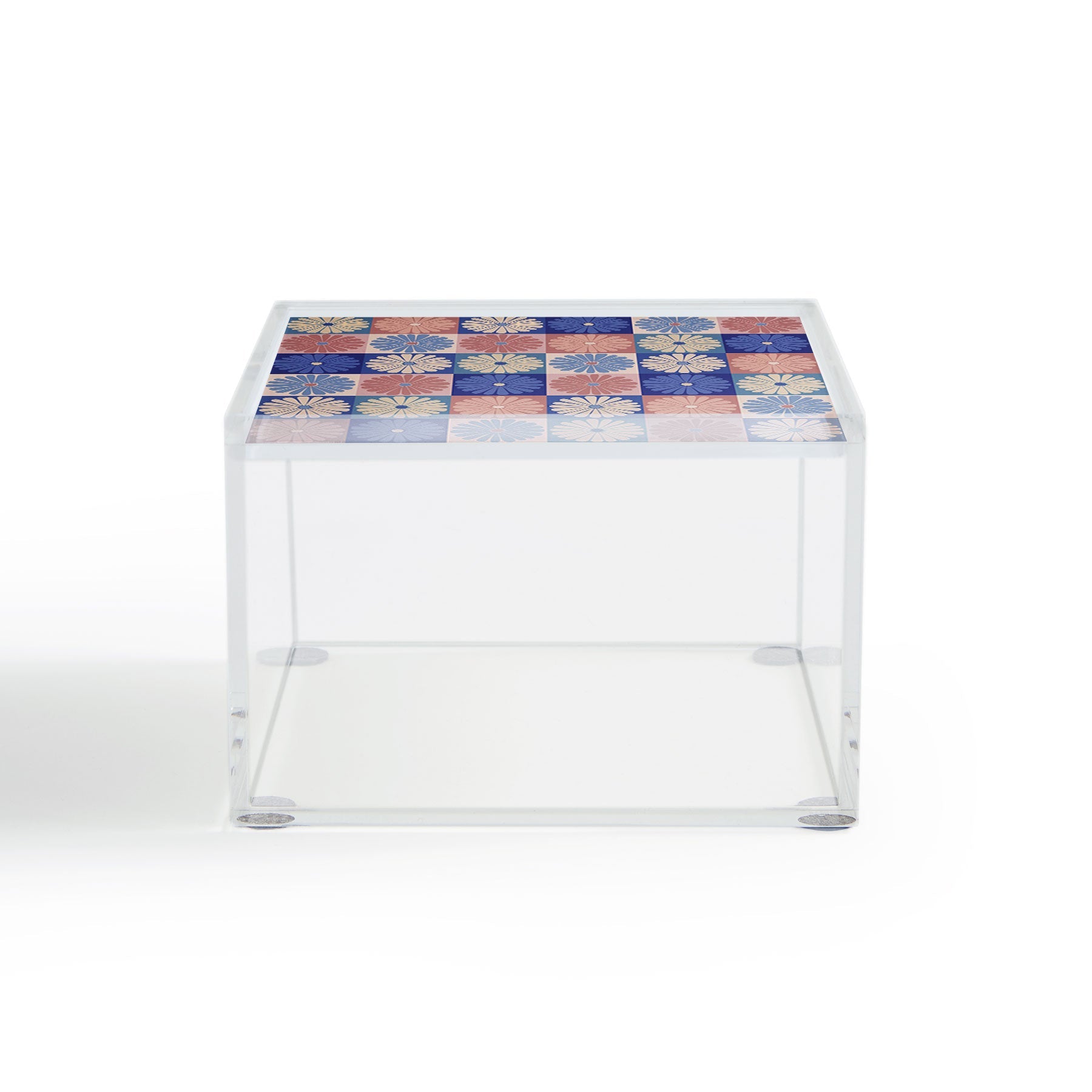 Colour Poems Checker Daisies II Blue Pink Acrylic Box