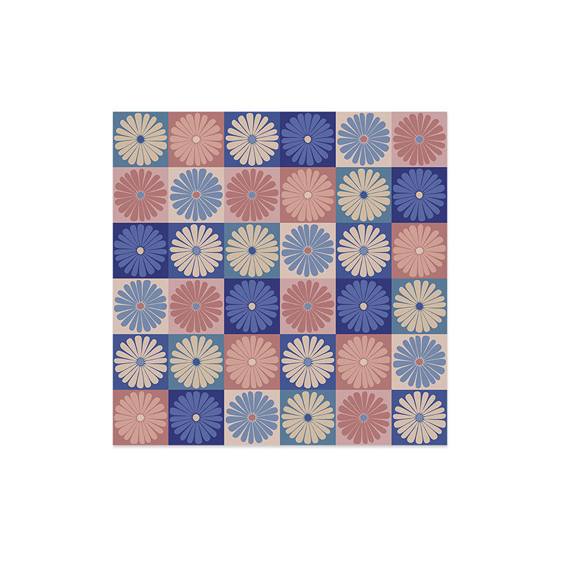 Colour Poems Checker Daisies II Blue Pink Art Print
