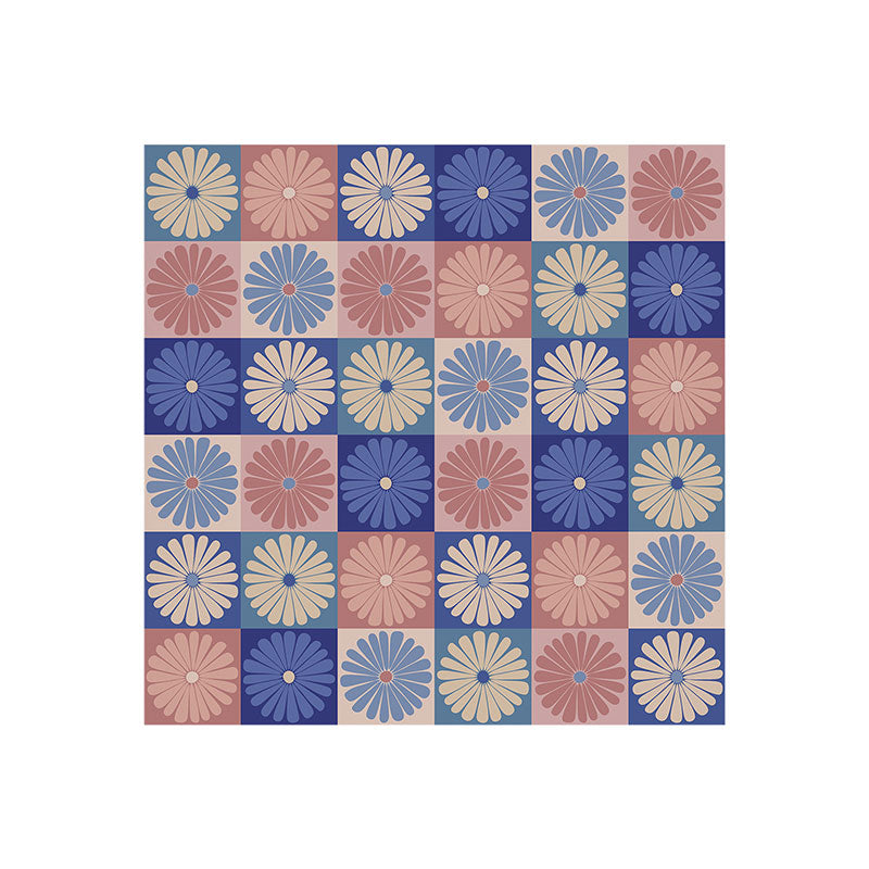 Colour Poems Checker Daisies II Blue Pink Art Print
