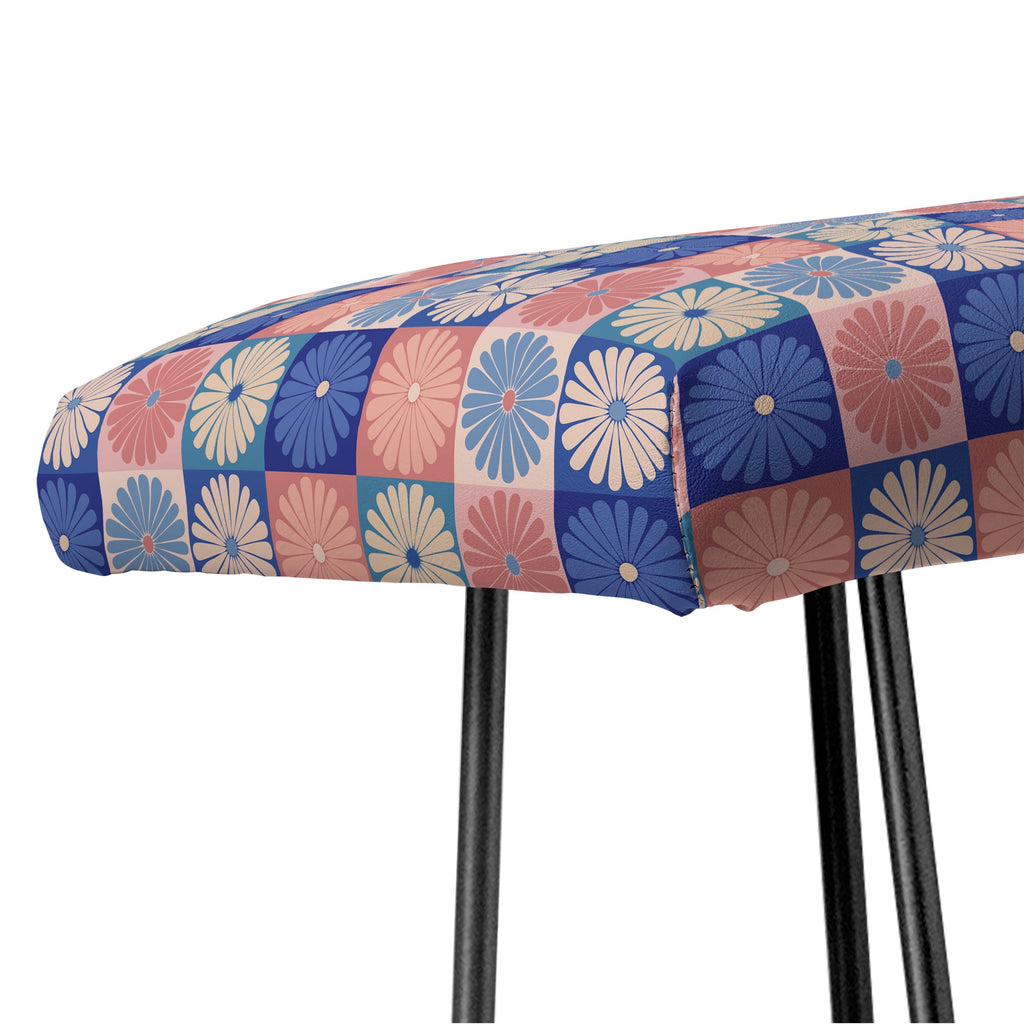 Colour Poems Checker Daisies II Blue Pink Bench