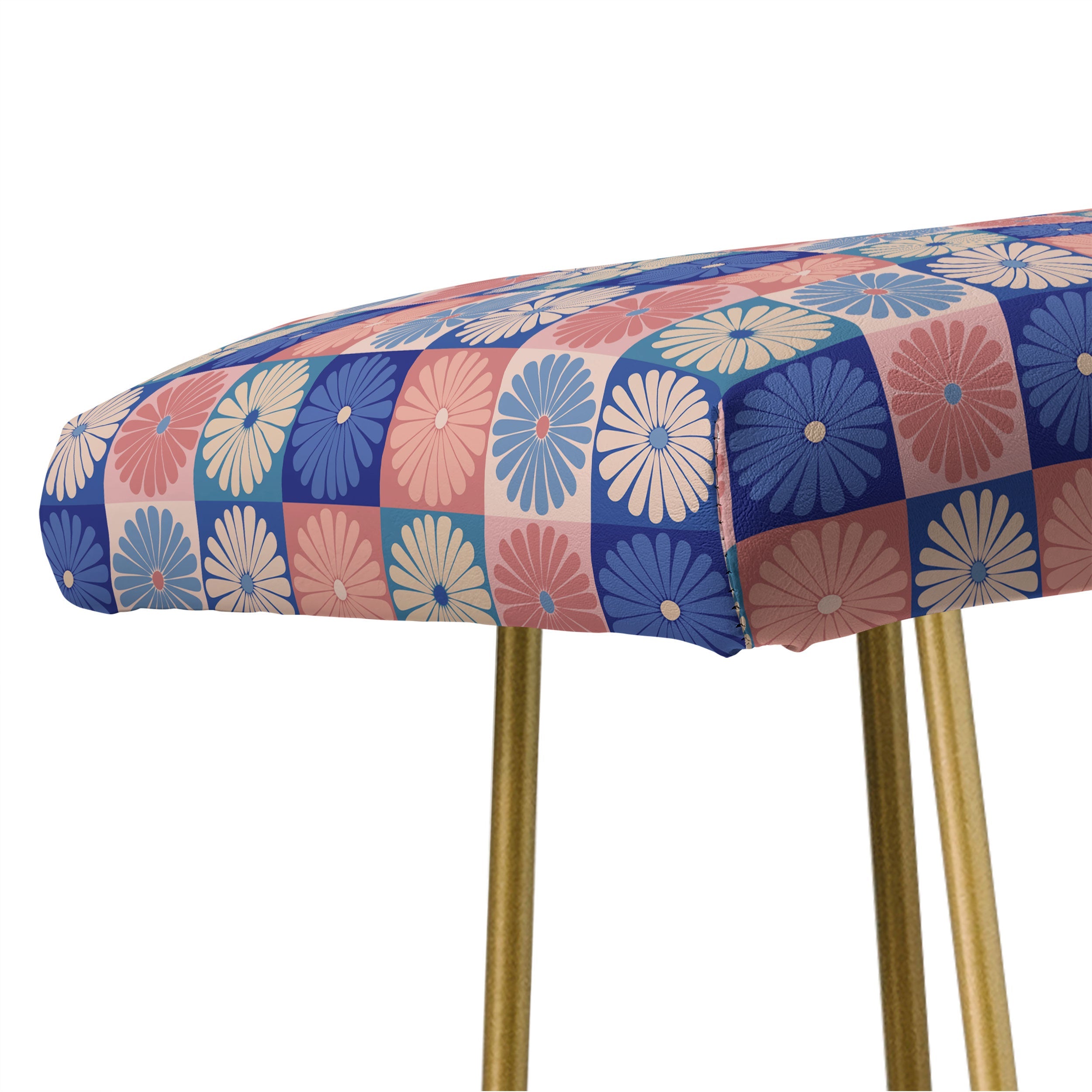 Colour Poems Checker Daisies II Blue Pink Bench