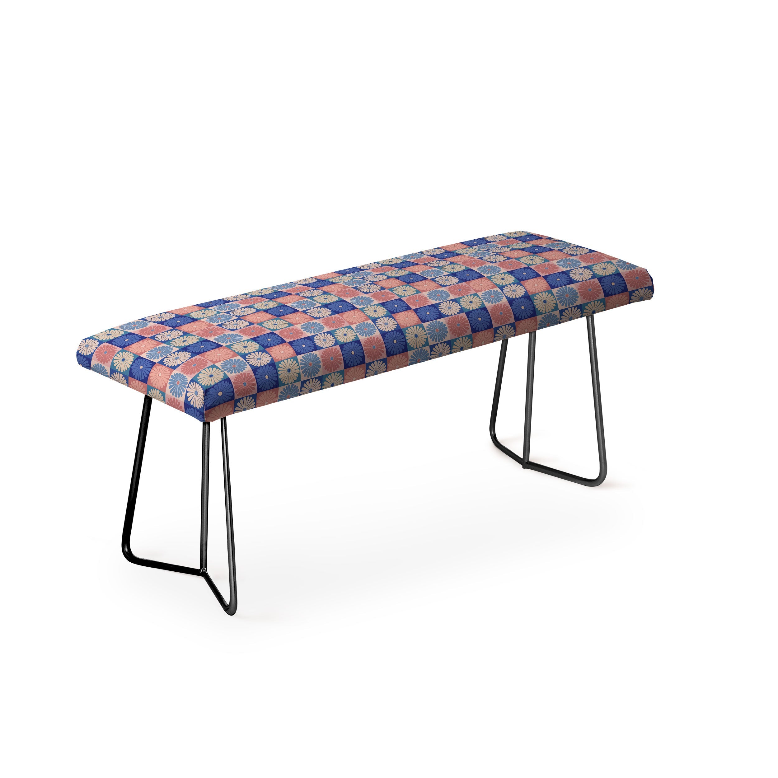 Colour Poems Checker Daisies II Blue Pink Bench