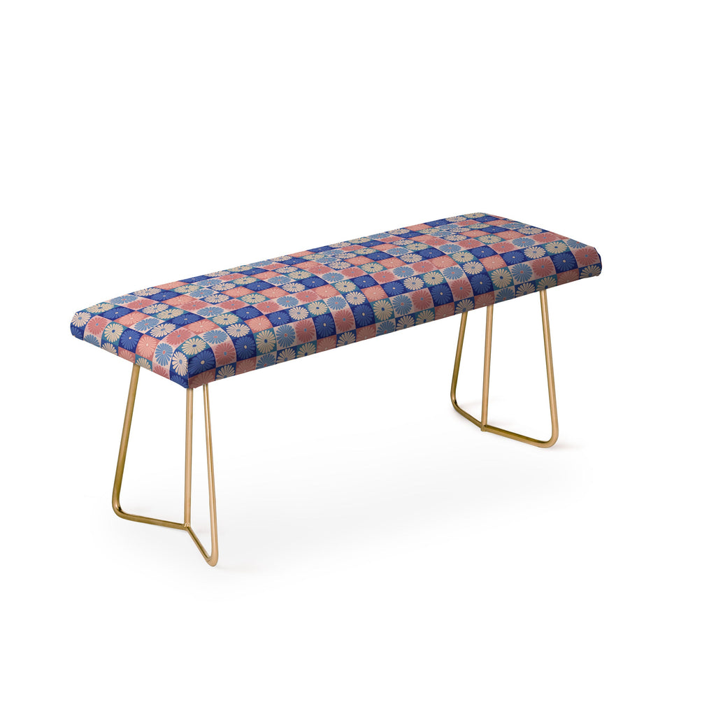 Colour Poems Checker Daisies II Blue Pink Bench