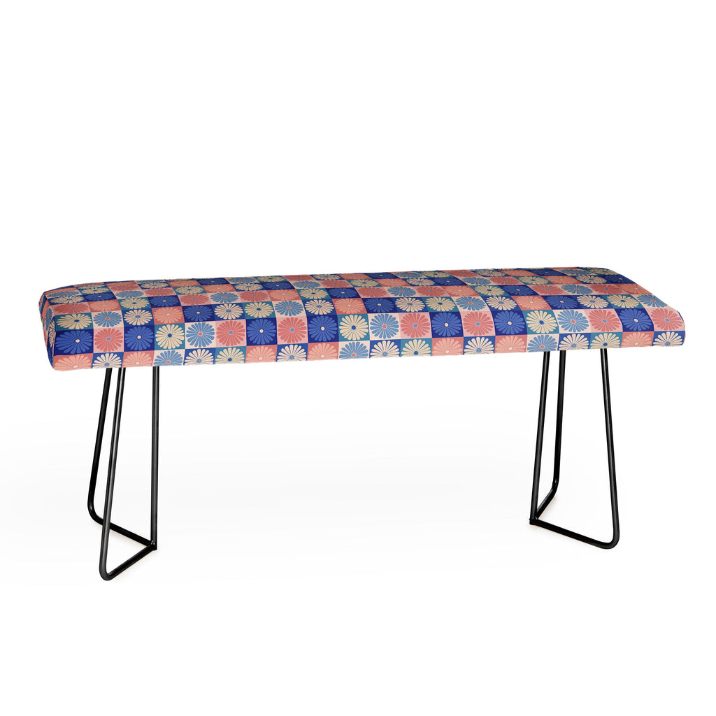 Colour Poems Checker Daisies II Blue Pink Bench