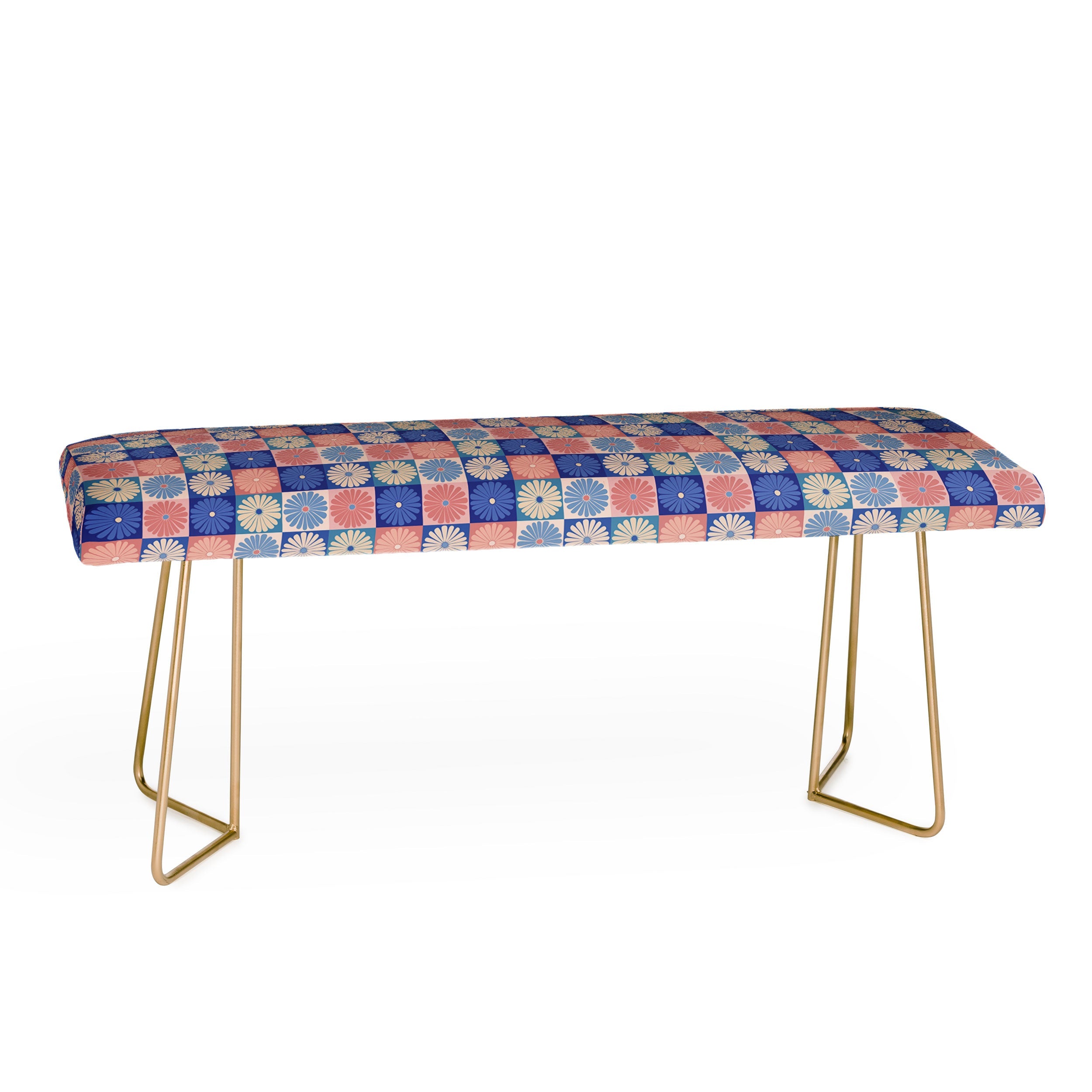 Colour Poems Checker Daisies II Blue Pink Bench