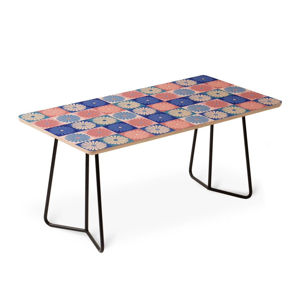 Colour Poems Checker Daisies II Blue Pink Coffee Table