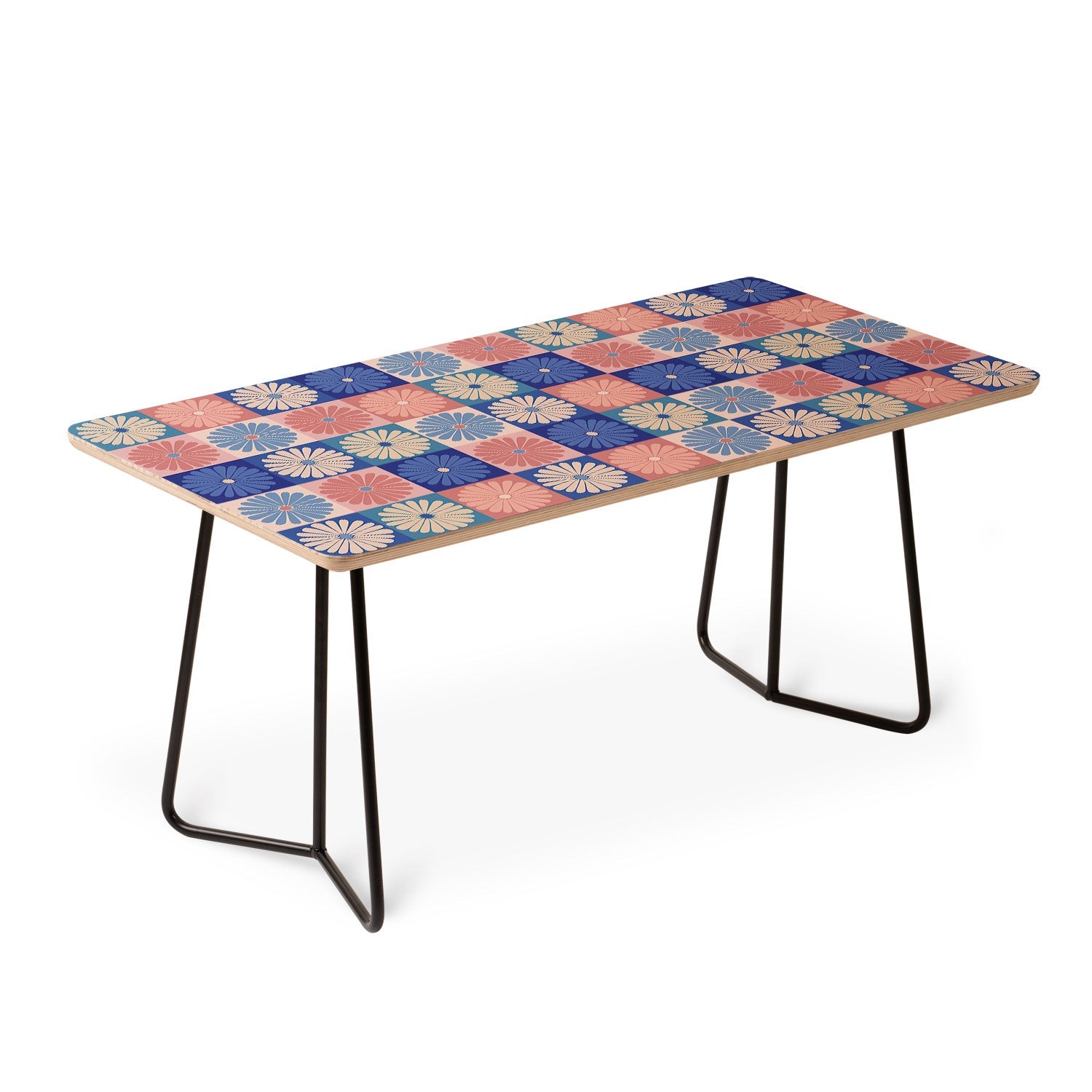 Colour Poems Checker Daisies II Blue Pink Coffee Table