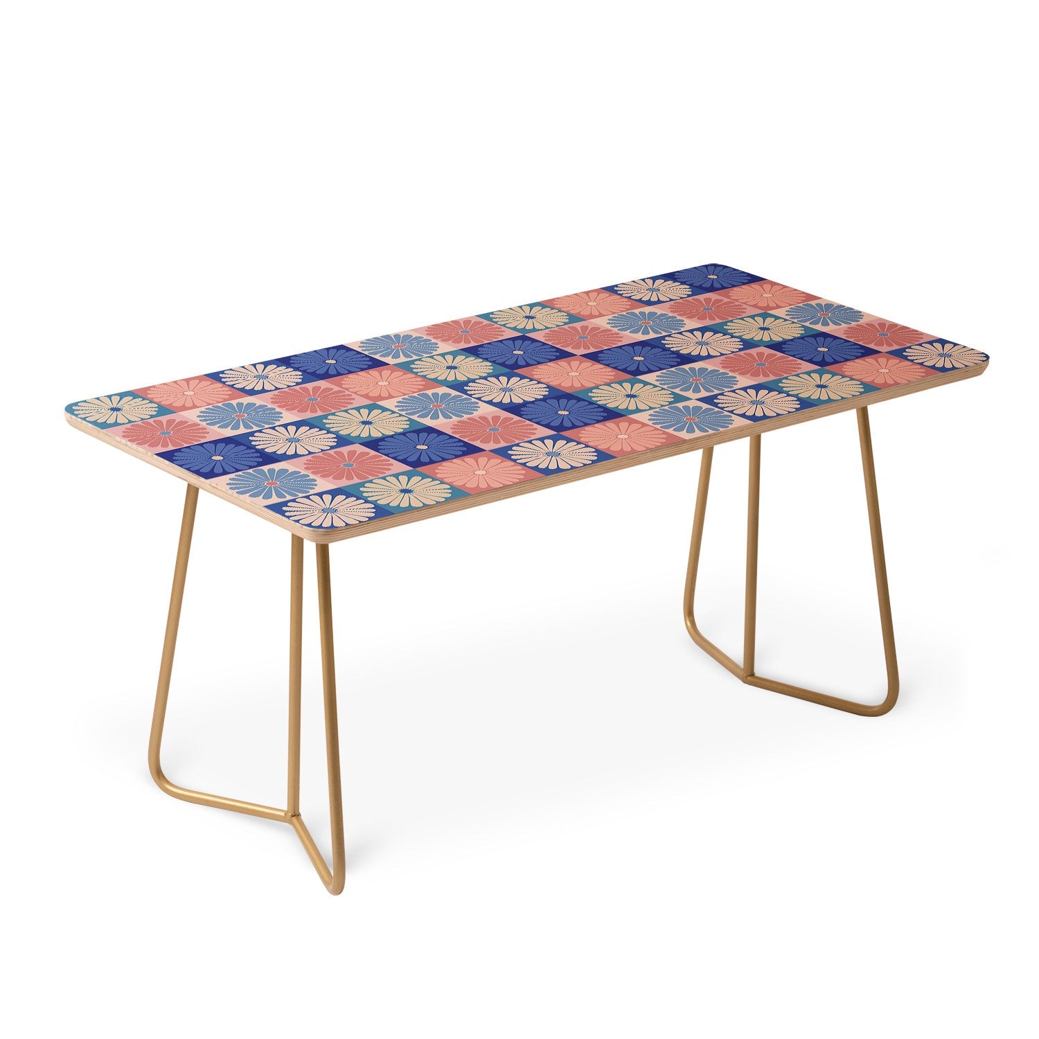 Colour Poems Checker Daisies II Blue Pink Coffee Table
