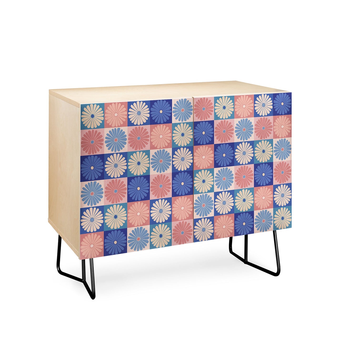 Colour Poems Checker Daisies II Blue Pink Credenza