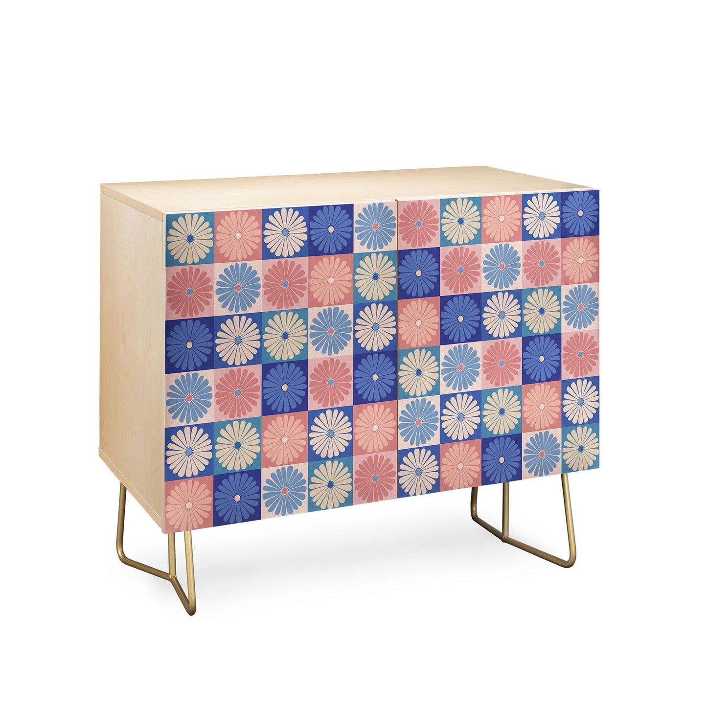 Colour Poems Checker Daisies II Blue Pink Credenza