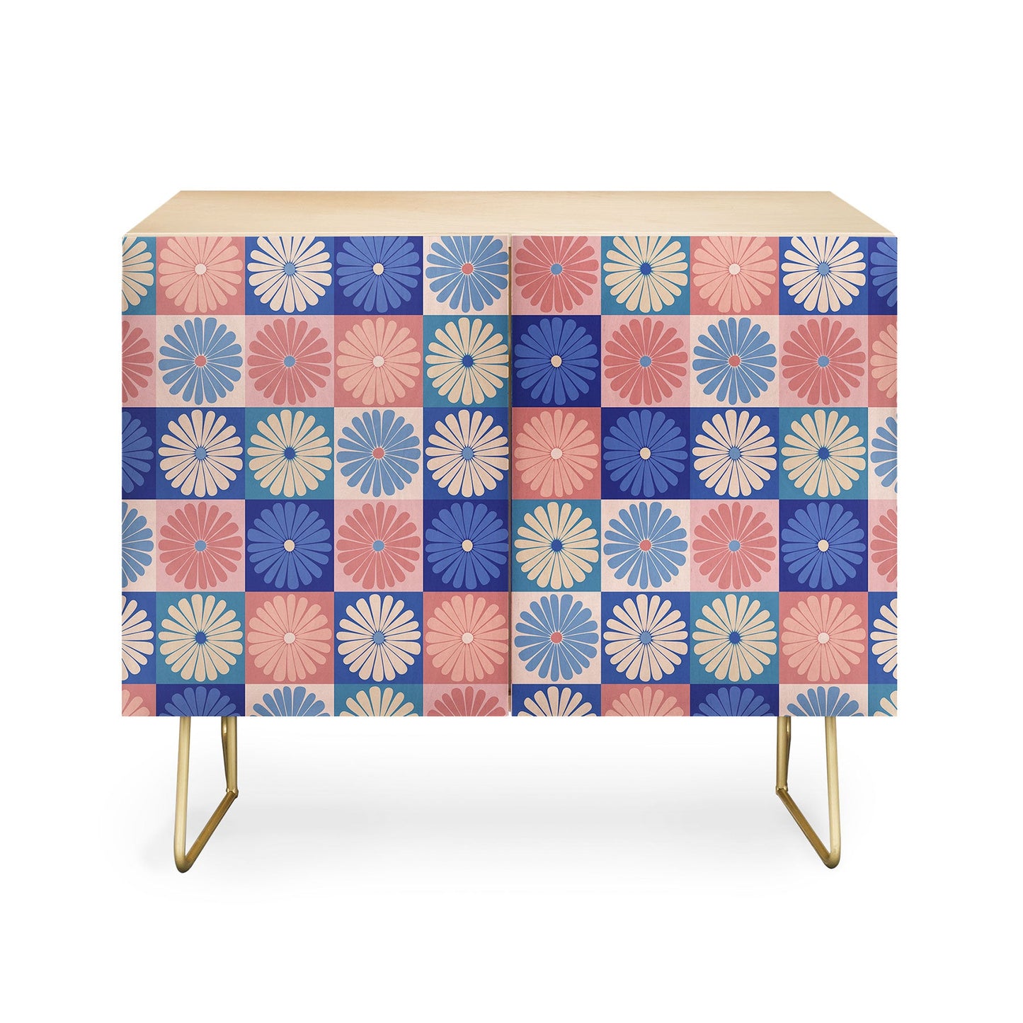 Colour Poems Checker Daisies II Blue Pink Credenza