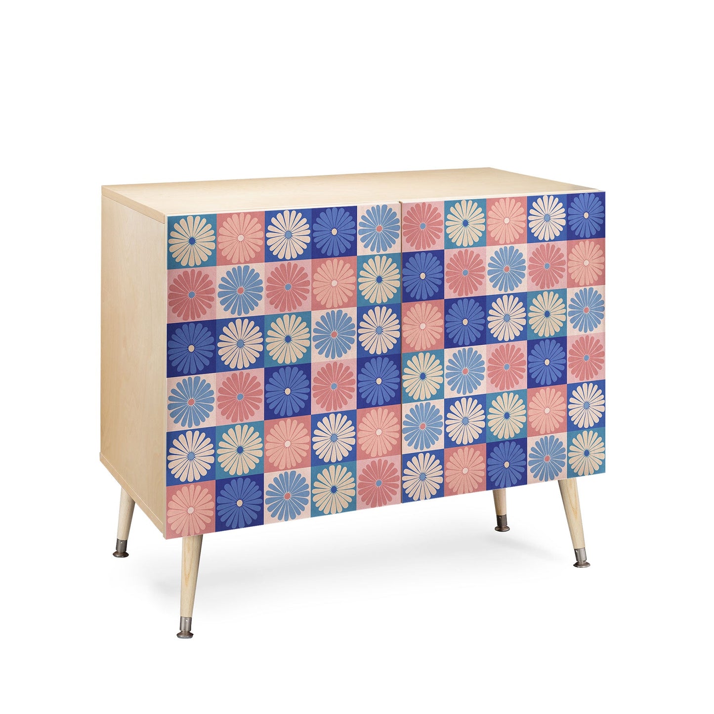 Colour Poems Checker Daisies II Blue Pink Credenza