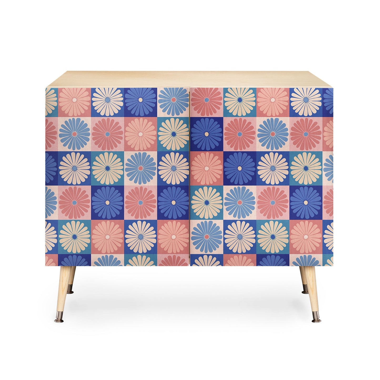 Colour Poems Checker Daisies II Blue Pink Credenza