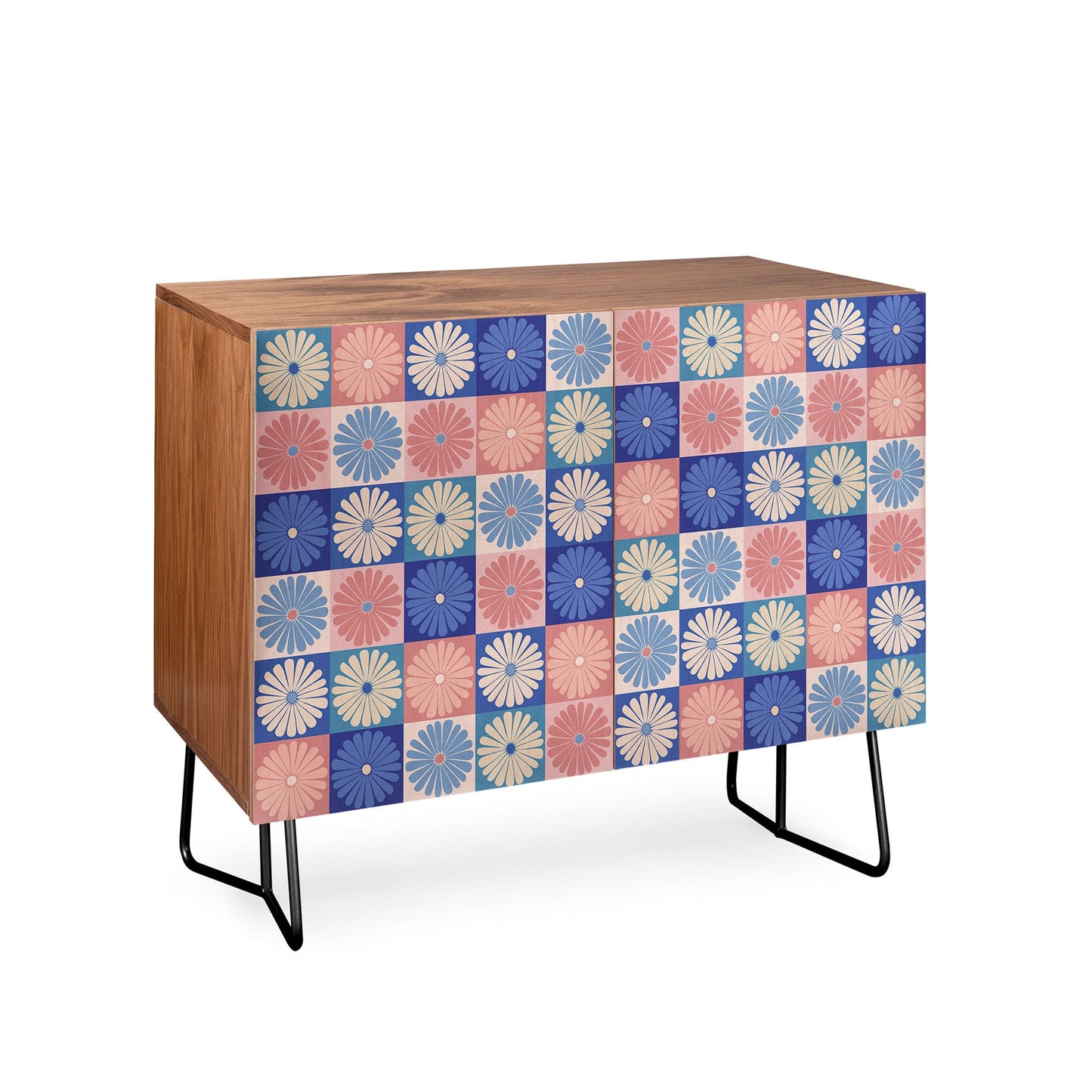 Colour Poems Checker Daisies II Blue Pink Credenza