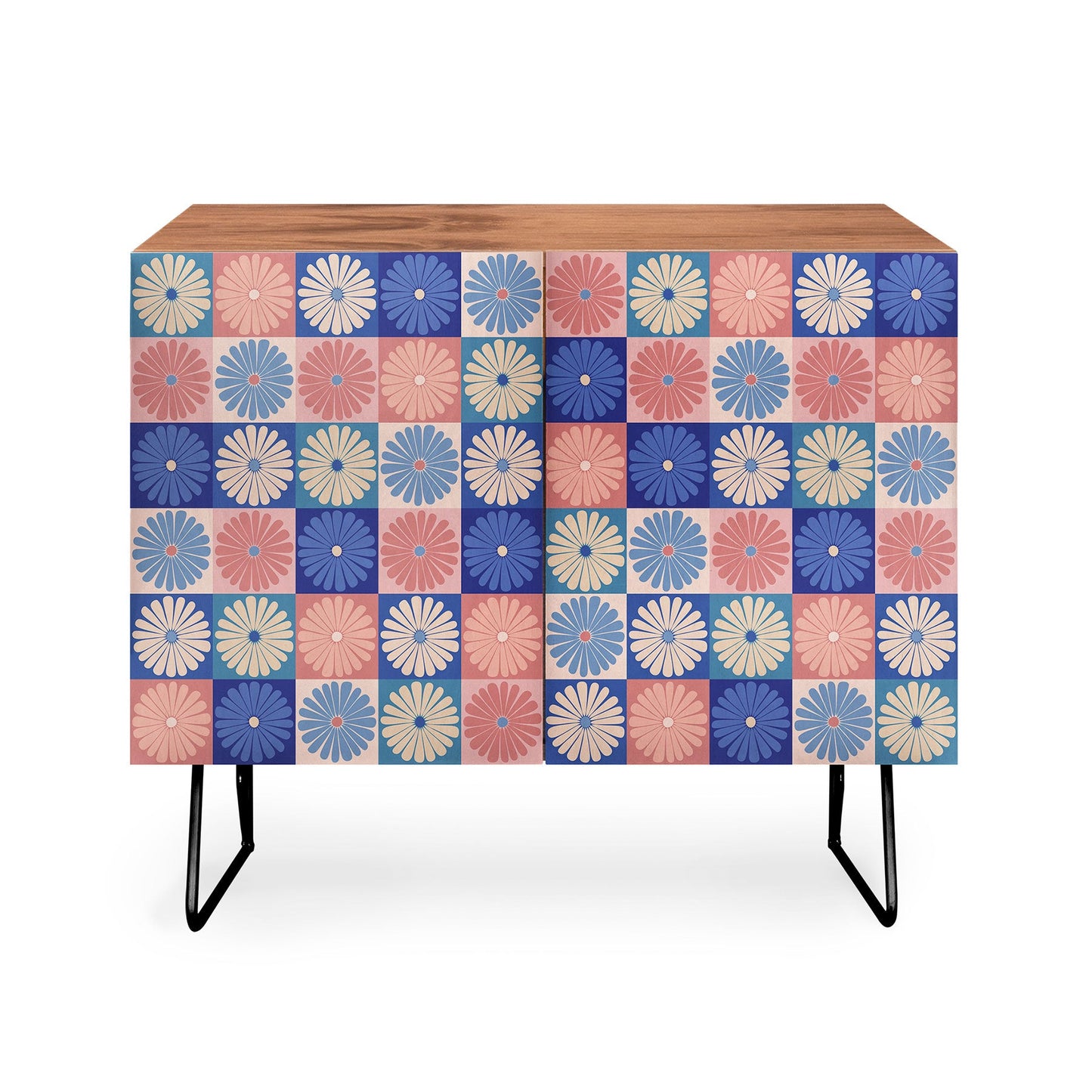 Colour Poems Checker Daisies II Blue Pink Credenza