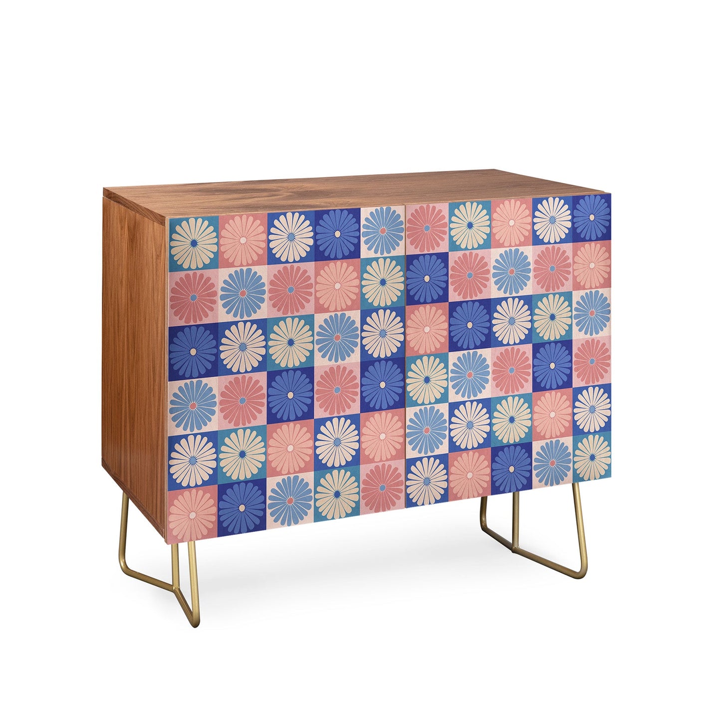Colour Poems Checker Daisies II Blue Pink Credenza