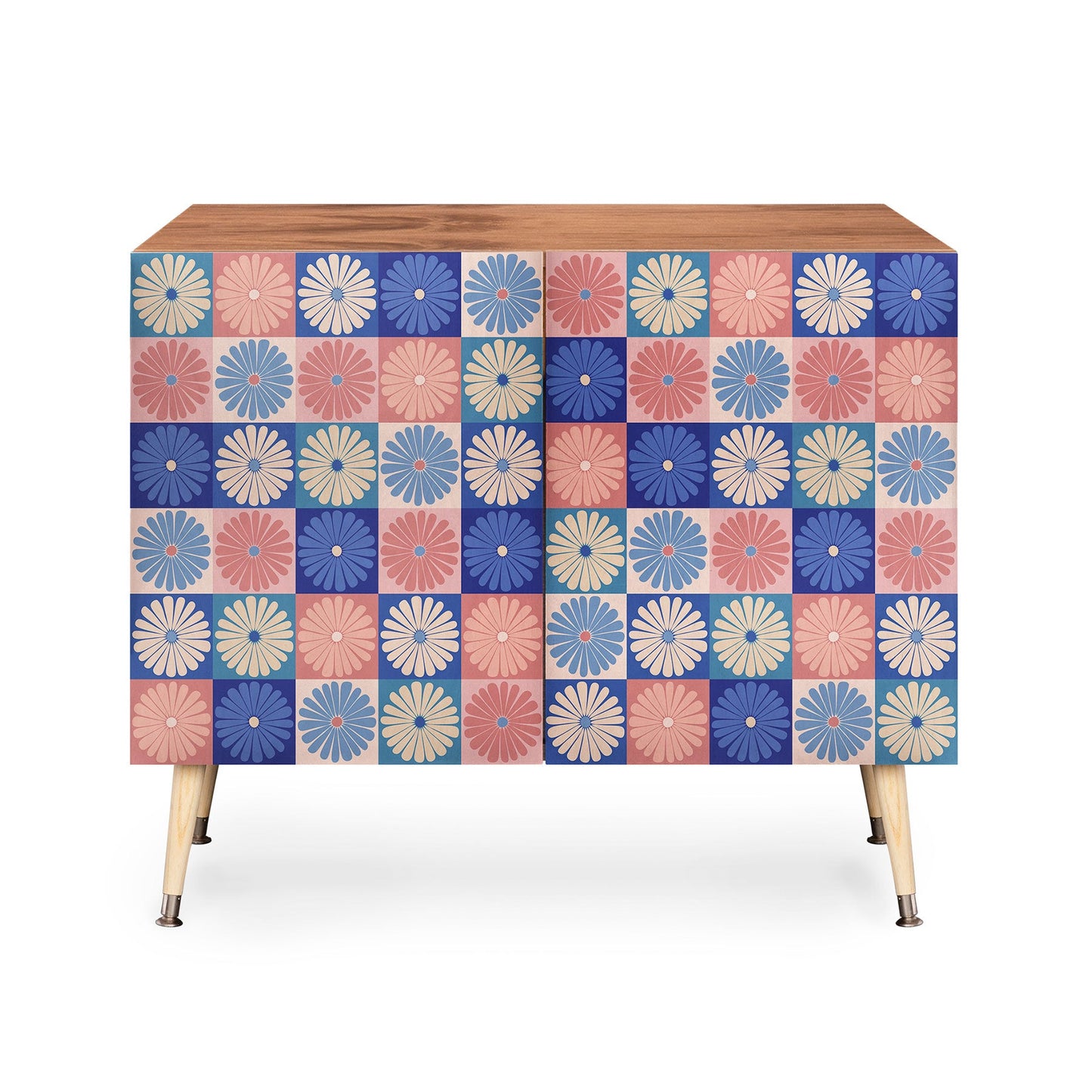 Colour Poems Checker Daisies II Blue Pink Credenza