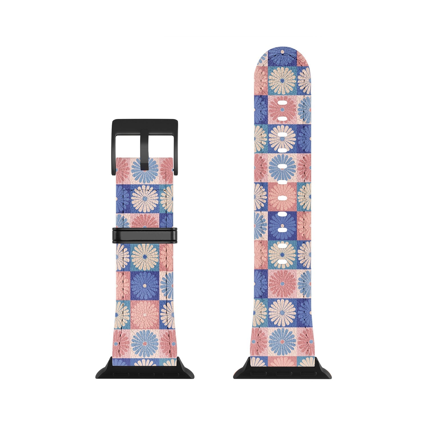 Colour Poems Checker Daisies II Blue Pink Apple Watch Band