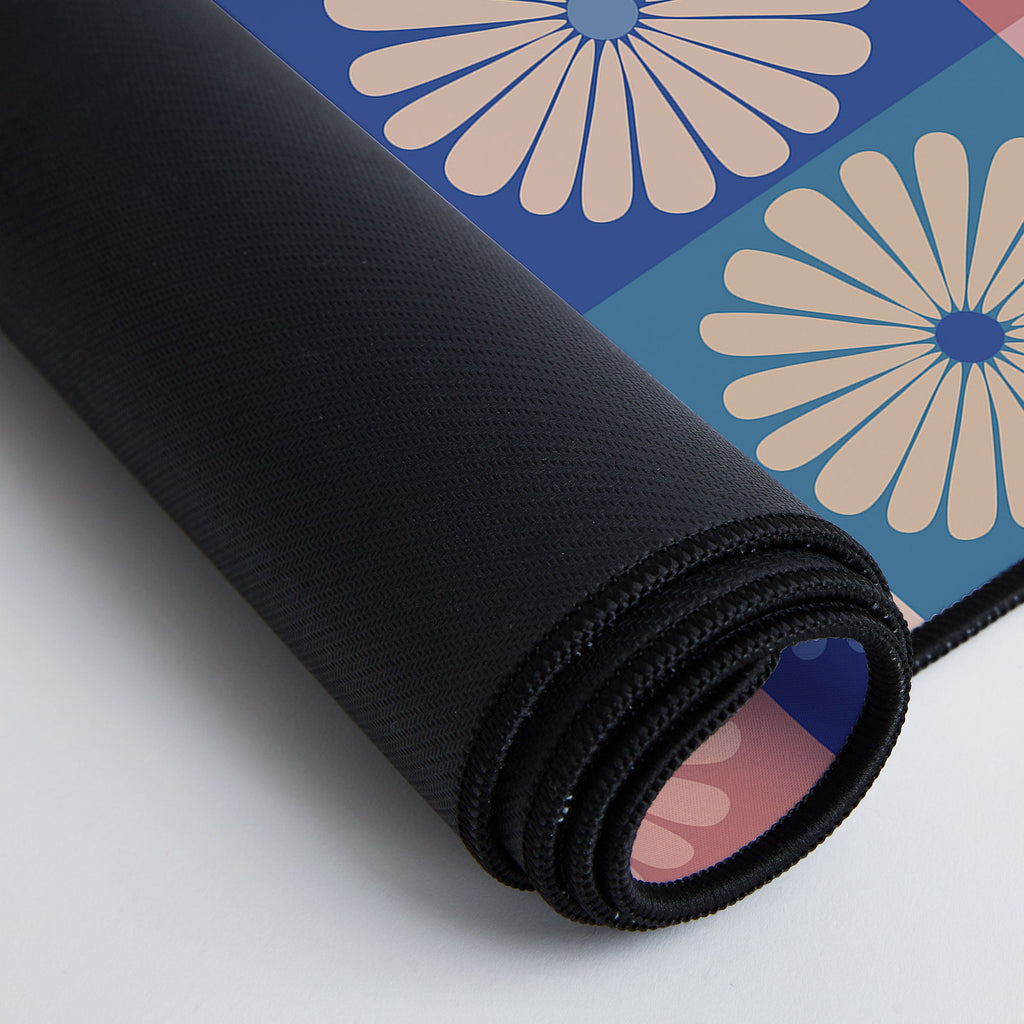 Colour Poems Checker Daisies II Blue Pink Desk Mat