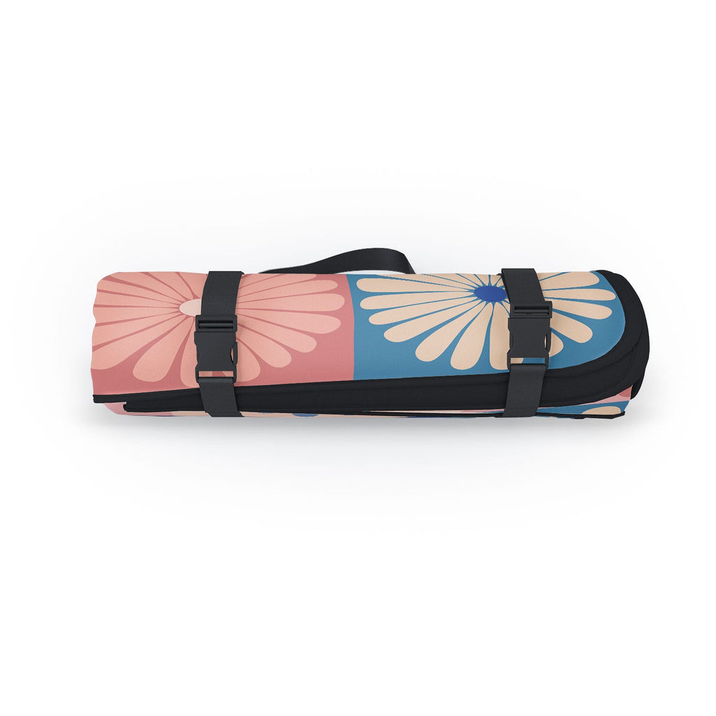 Colour Poems Checker Daisies II Blue Pink Picnic Blanket