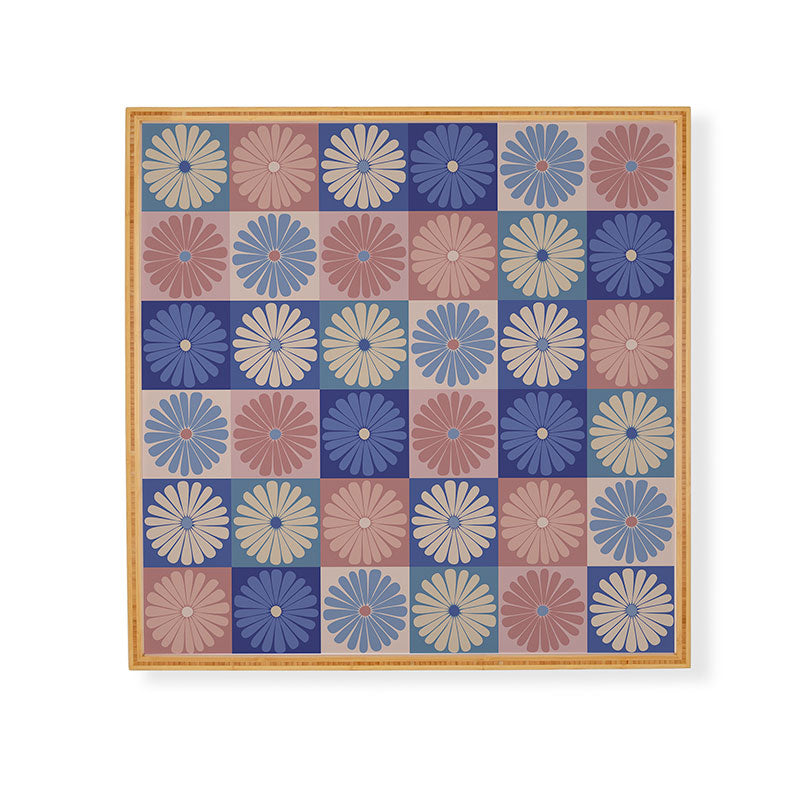 Colour Poems Checker Daisies II Blue Pink Framed Wall Art