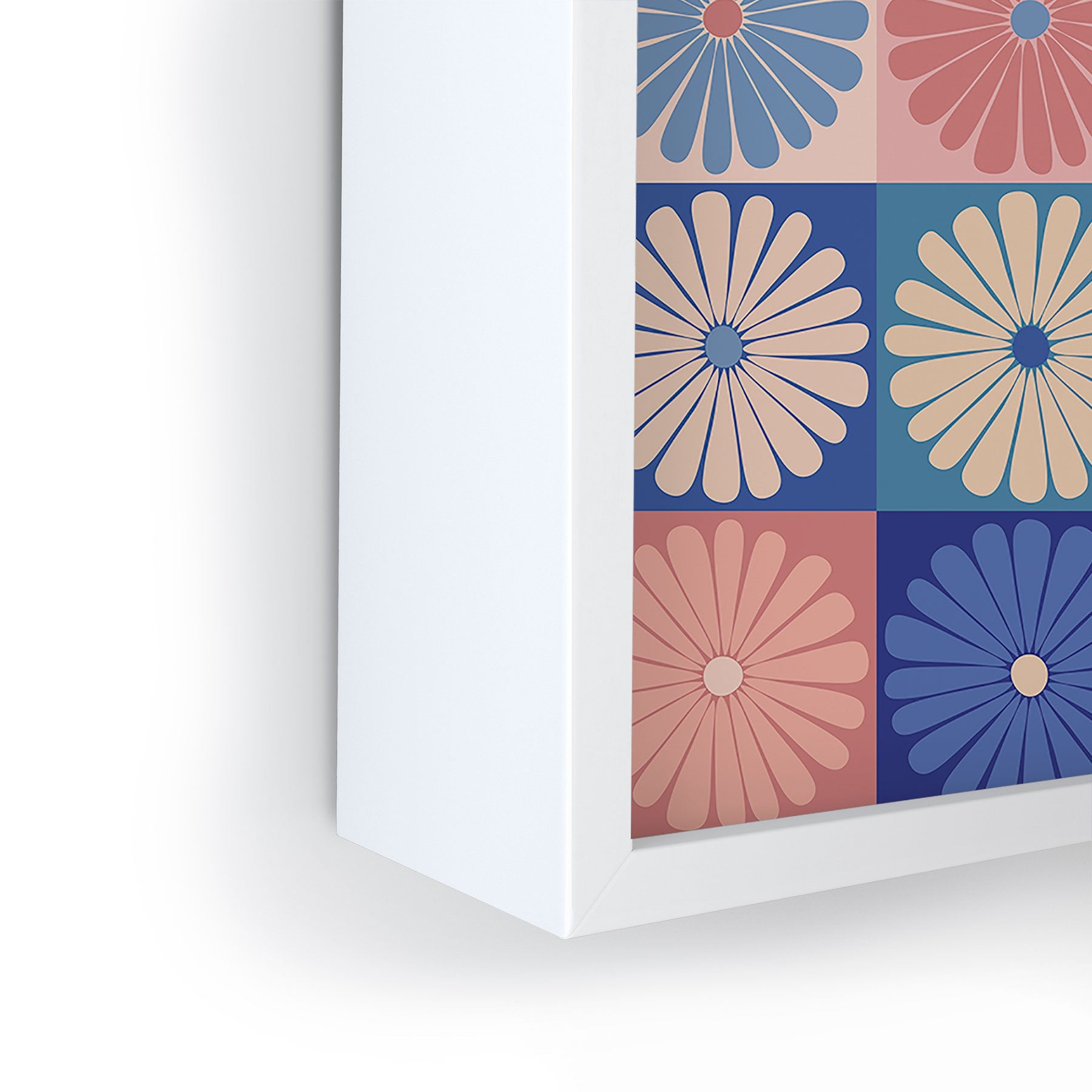 Colour Poems Checker Daisies II Blue Pink Framed Mini Art Print