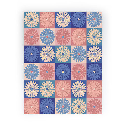 Colour Poems Checker Daisies II Blue Pink Mini Art Print