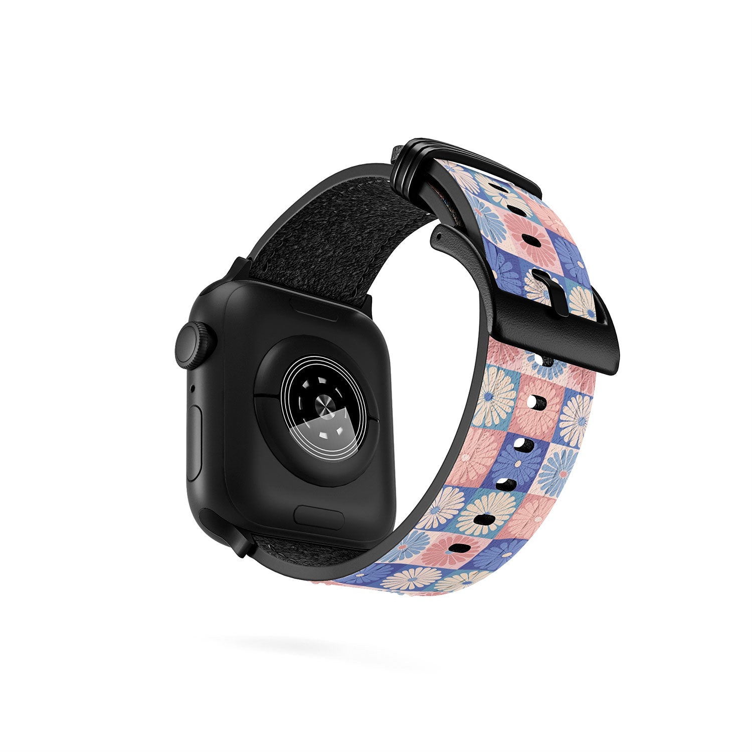 Colour Poems Checker Daisies II Blue Pink Apple Watch Band