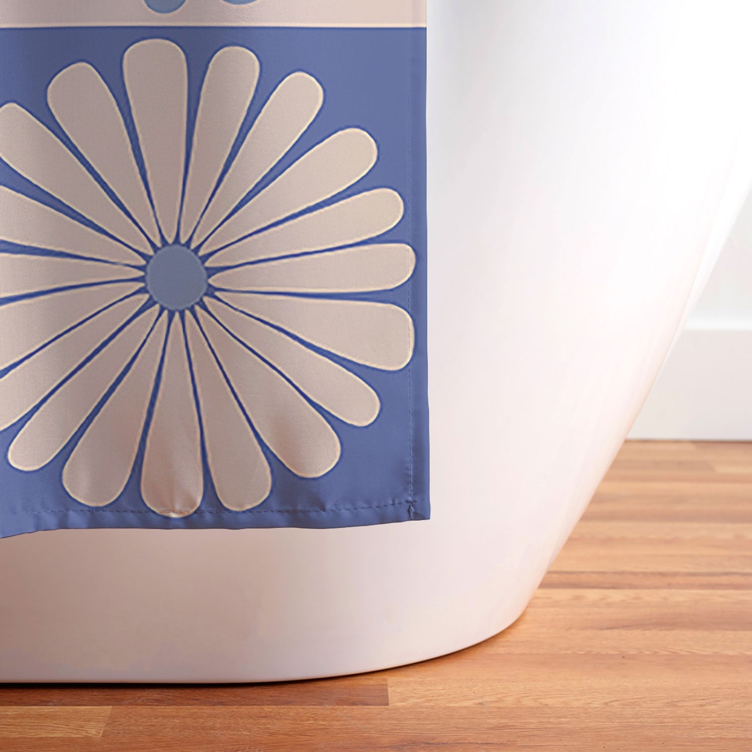 Colour Poems Checker Daisies II Blue Pink Shower Curtain