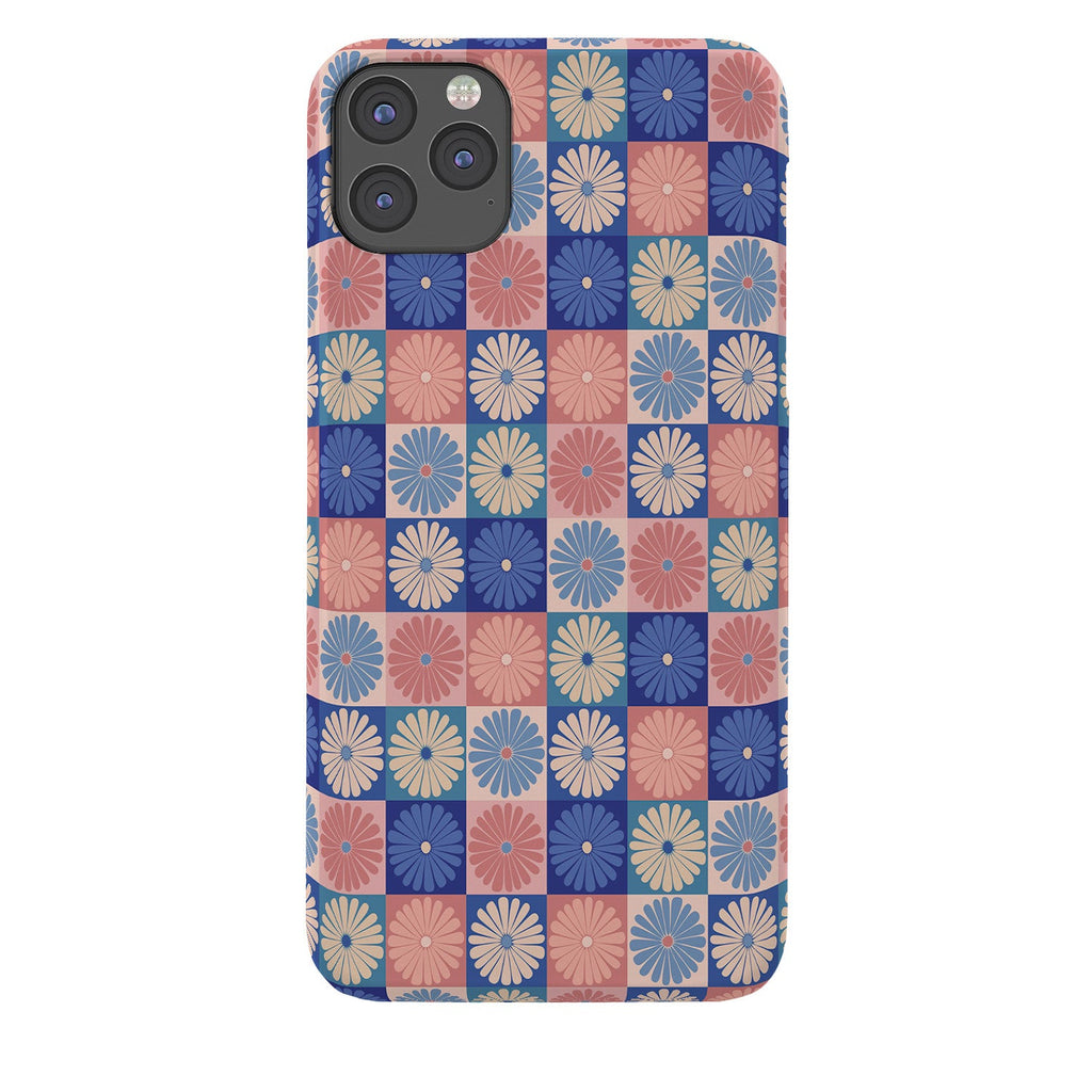 Colour Poems Checker Daisies II Blue Pink Phone Case
