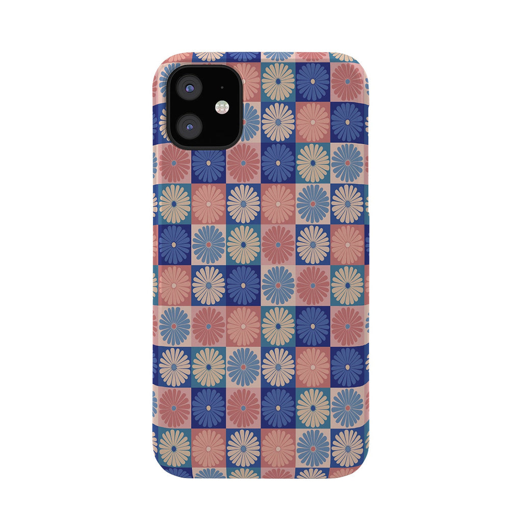 Colour Poems Checker Daisies II Blue Pink Phone Case
