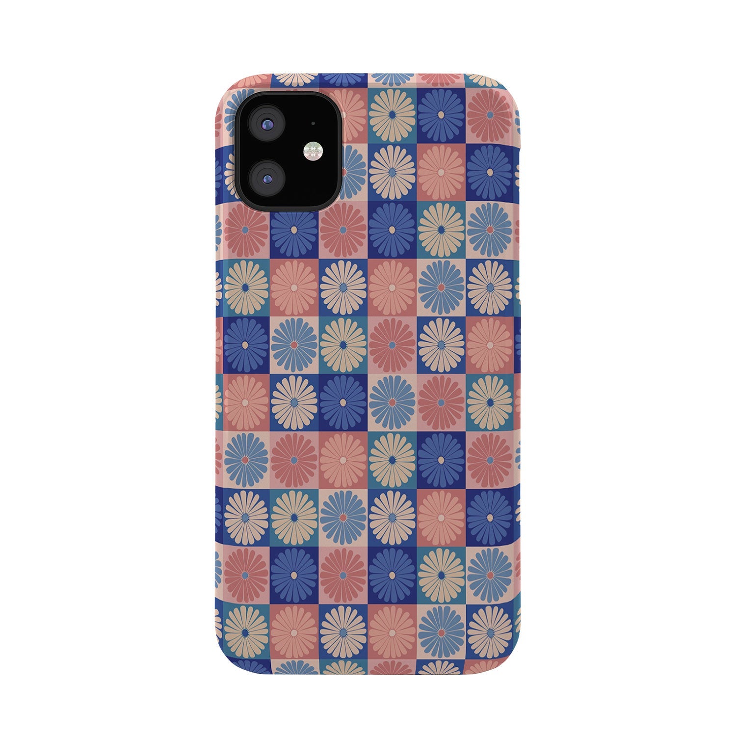 Colour Poems Checker Daisies II Blue Pink Phone Case