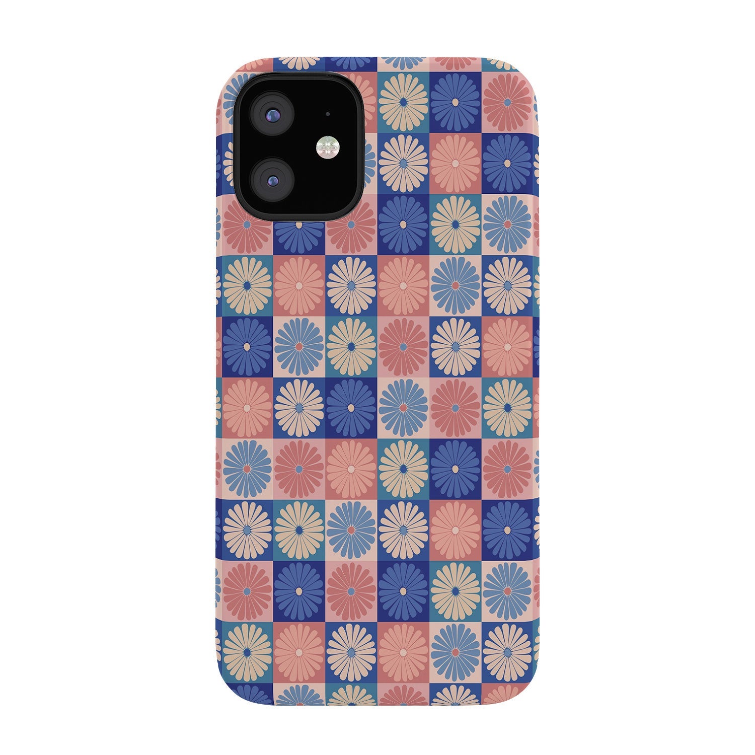 Colour Poems Checker Daisies II Blue Pink Phone Case