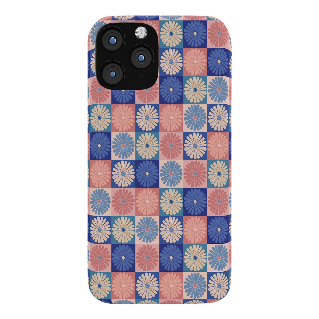 Colour Poems Checker Daisies II Blue Pink Phone Case