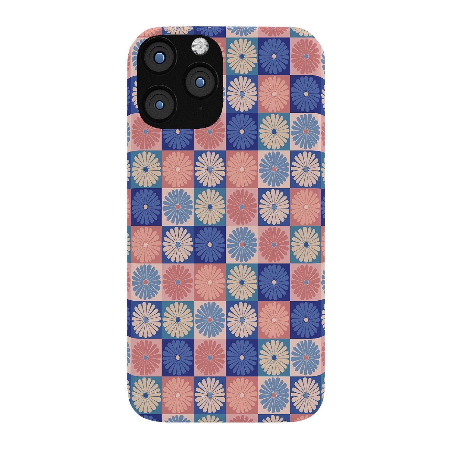 Colour Poems Checker Daisies II Blue Pink Phone Case