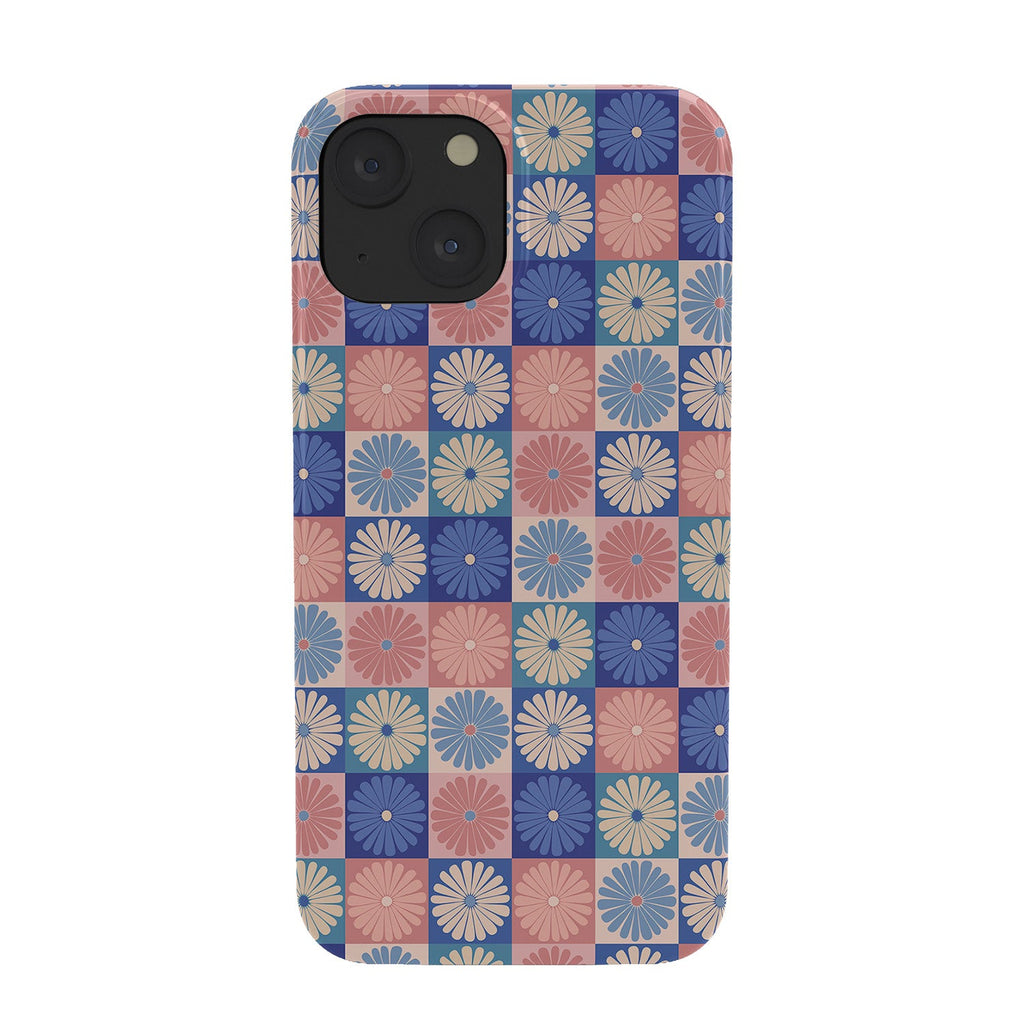 Colour Poems Checker Daisies II Blue Pink Phone Case