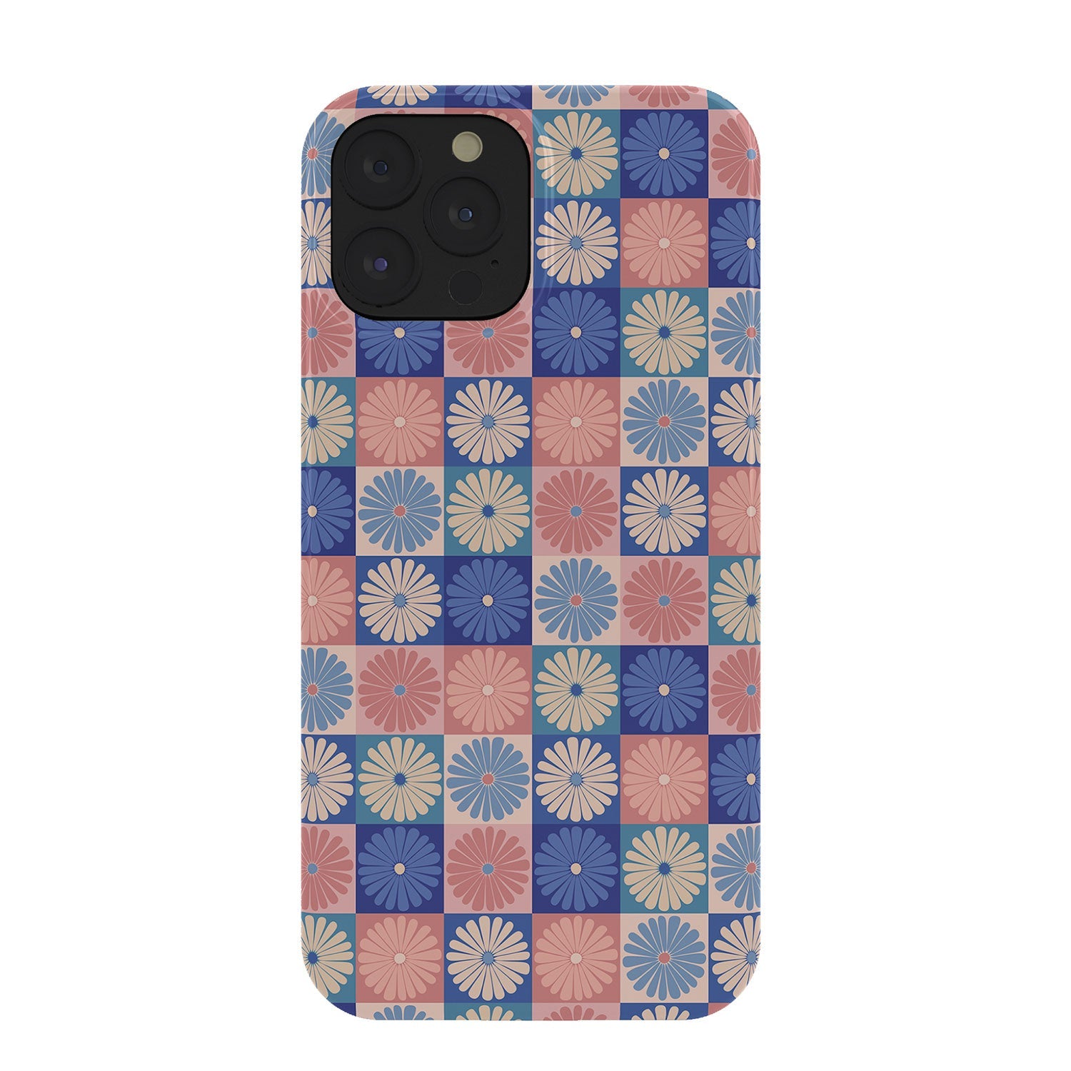 Colour Poems Checker Daisies II Blue Pink Phone Case