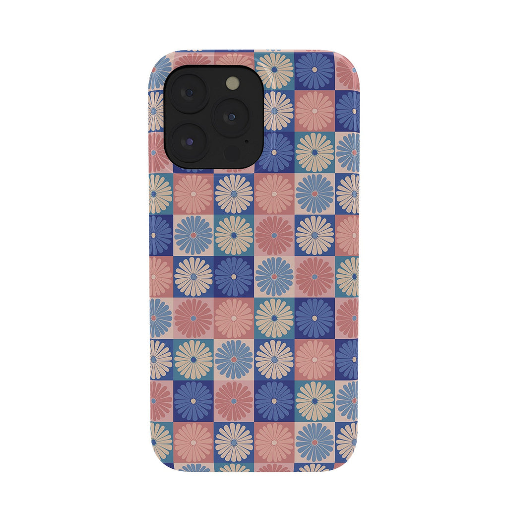 Colour Poems Checker Daisies II Blue Pink Phone Case