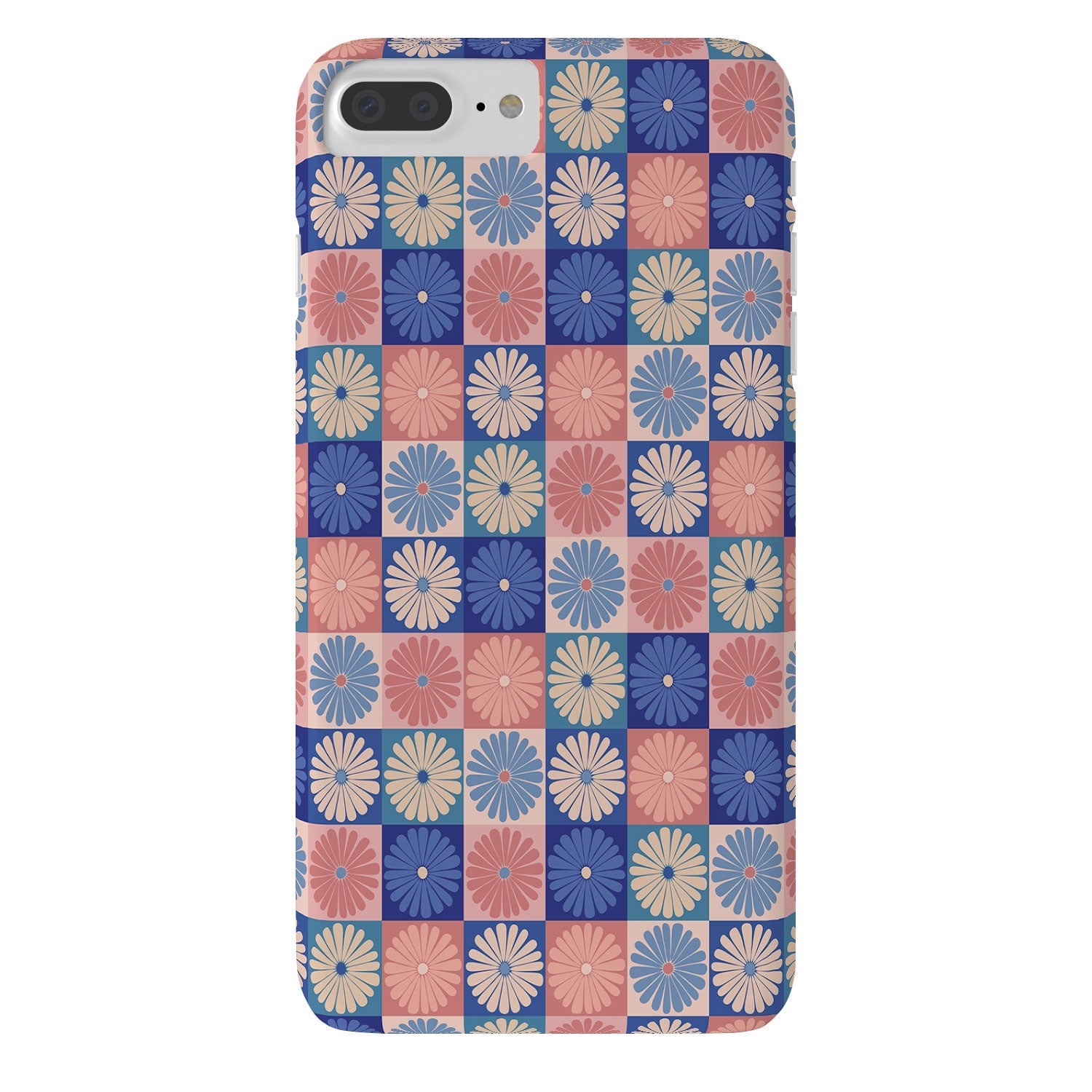 Colour Poems Checker Daisies II Blue Pink Phone Case