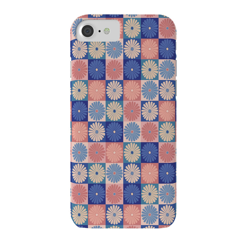 Colour Poems Checker Daisies II Blue Pink Phone Case