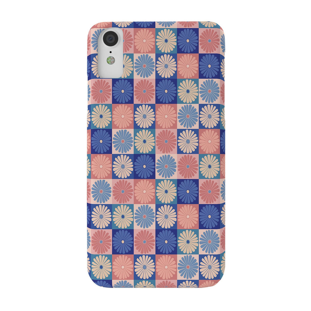 Colour Poems Checker Daisies II Blue Pink Phone Case