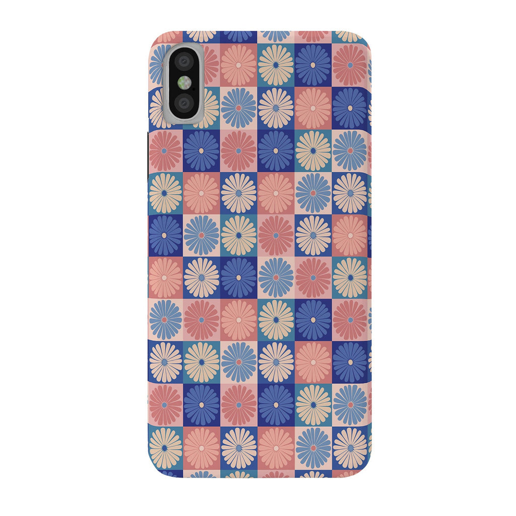 Colour Poems Checker Daisies II Blue Pink Phone Case