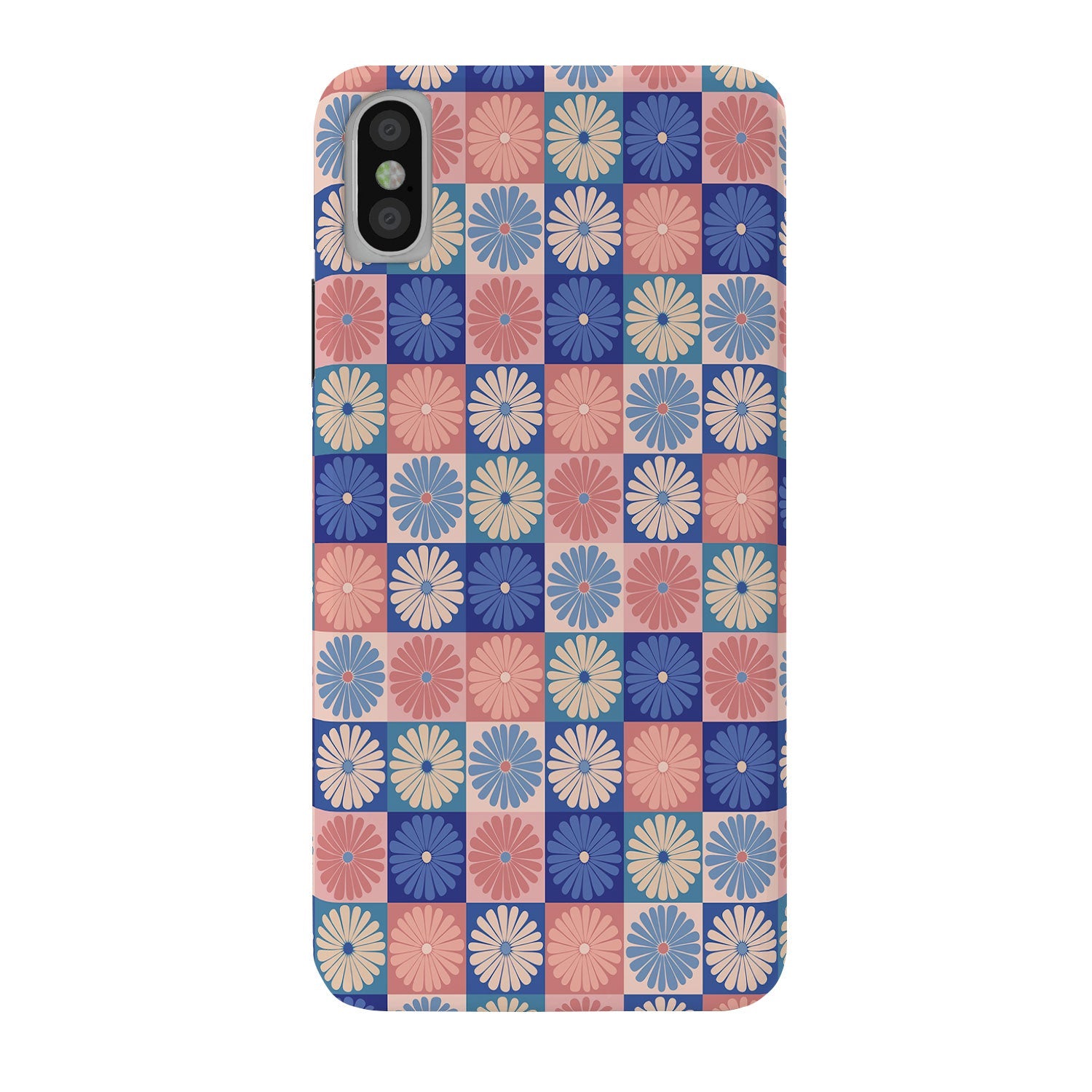 Colour Poems Checker Daisies II Blue Pink Phone Case