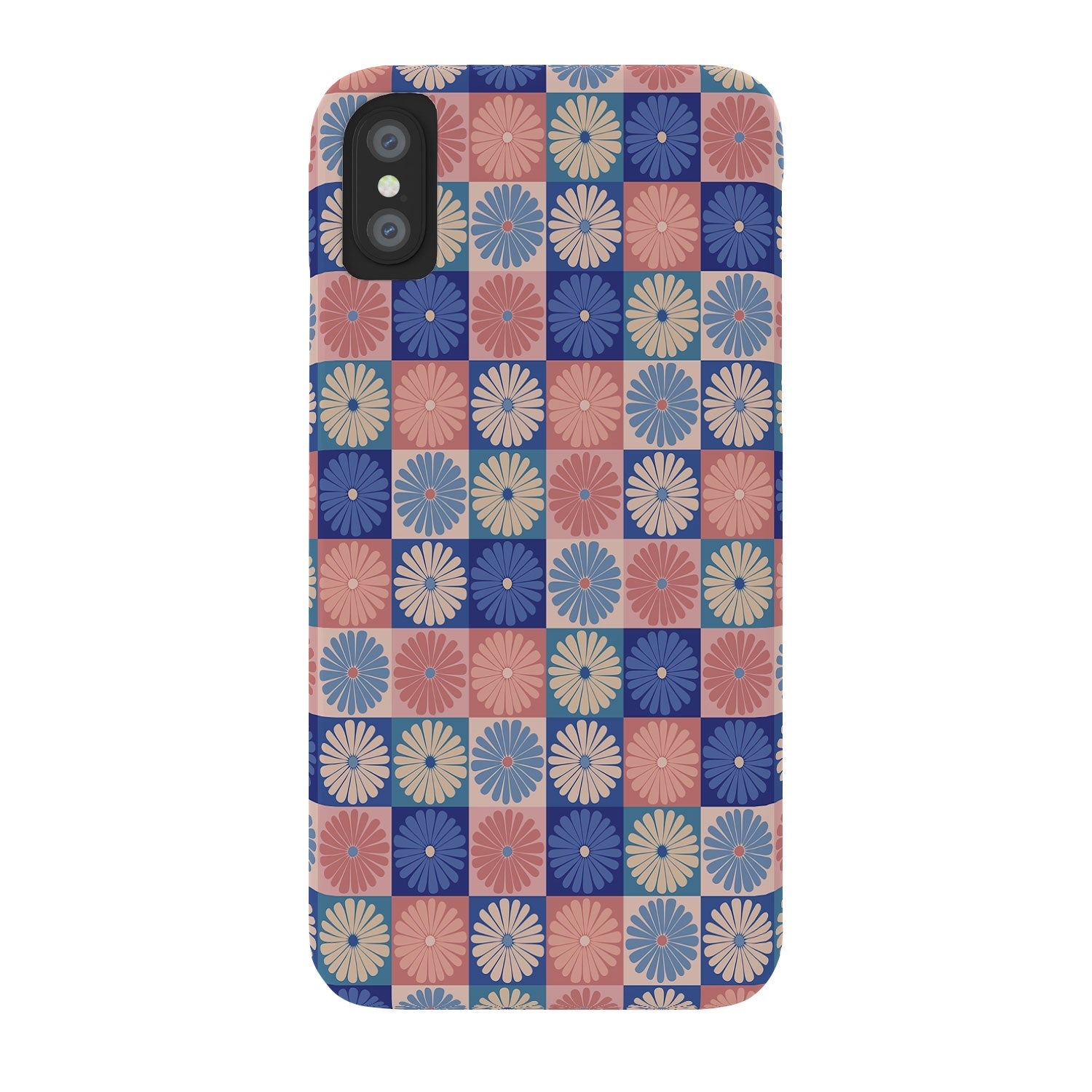 Colour Poems Checker Daisies II Blue Pink Phone Case