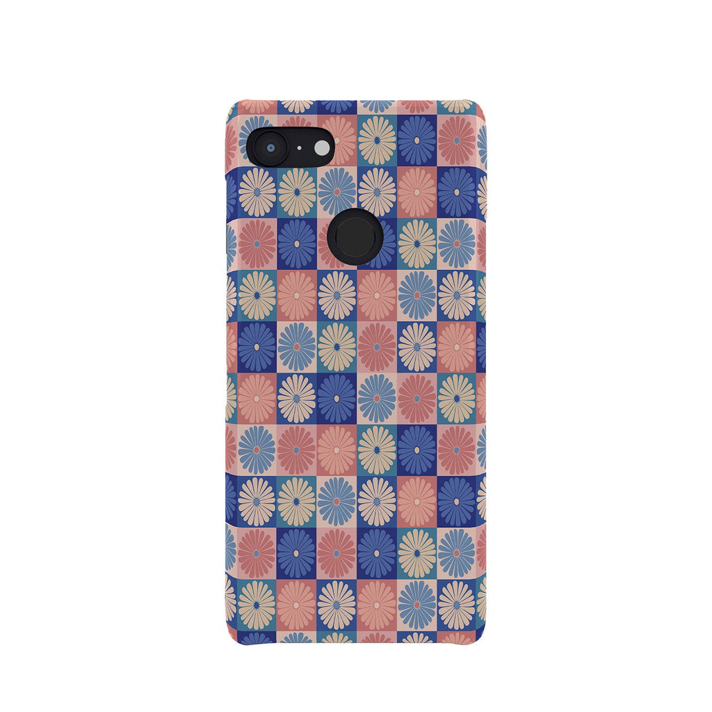 Colour Poems Checker Daisies II Blue Pink Phone Case