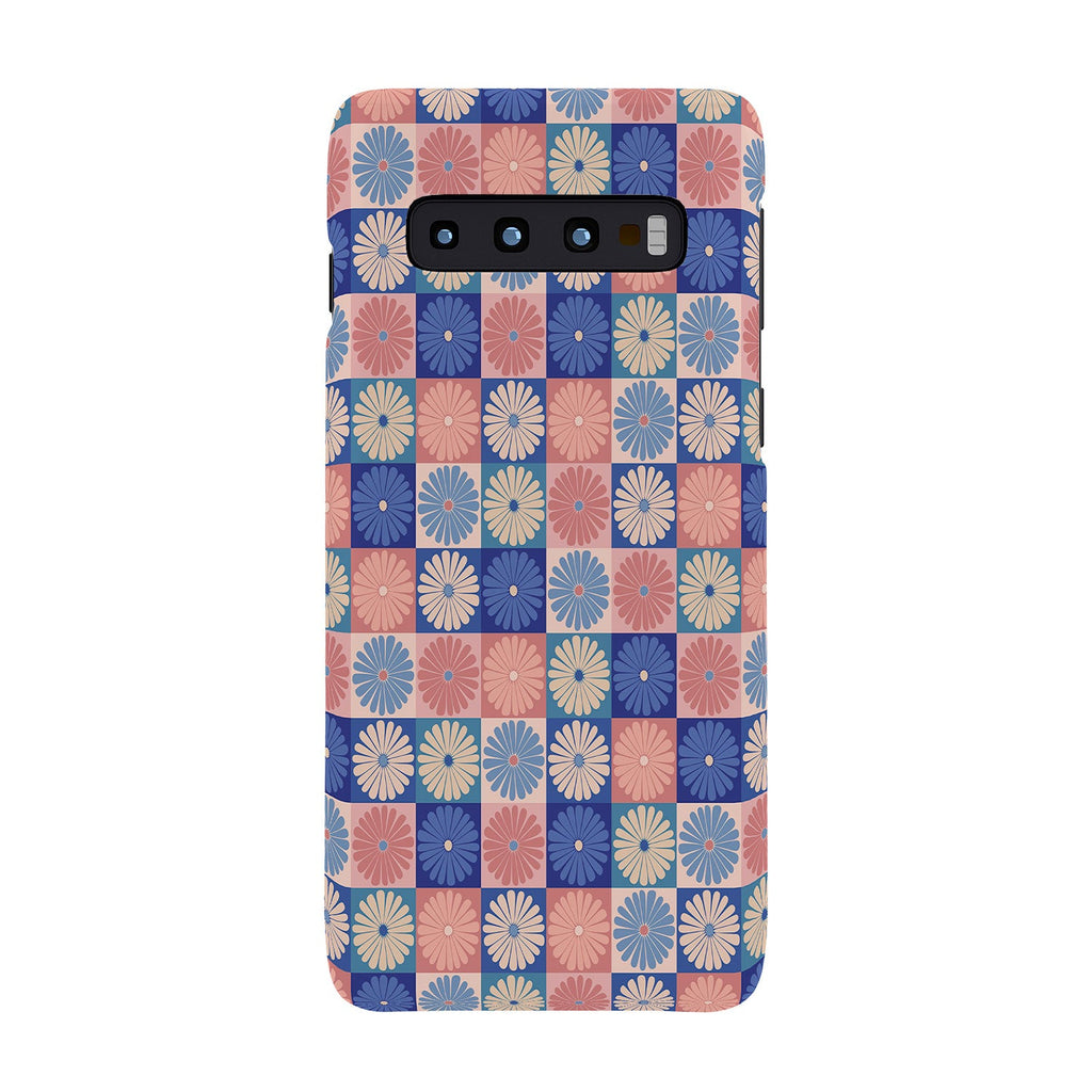 Colour Poems Checker Daisies II Blue Pink Phone Case