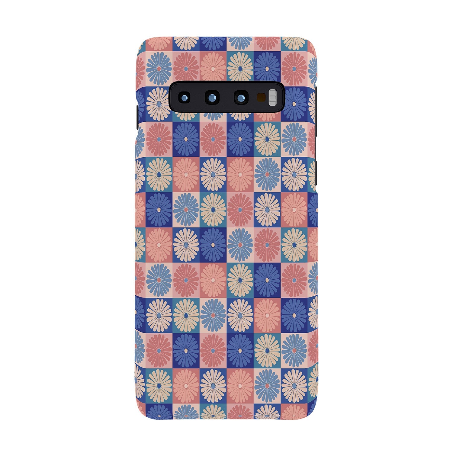 Colour Poems Checker Daisies II Blue Pink Phone Case
