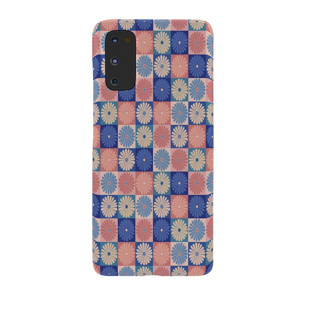 Colour Poems Checker Daisies II Blue Pink Phone Case